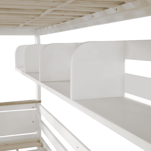 Beliche de madeira de pinho 90x200(140x200)cm com 2 gavetas,branco+natural