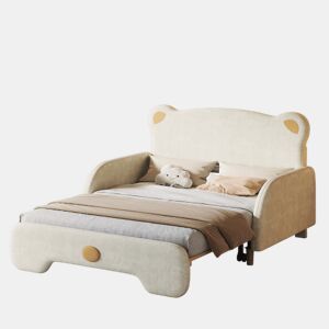 Cama gavetão,cama de criança de veludo 140x200(140x105)cm,bege