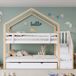 Litera cabaña infantil de madera maciza Litera cabaña infantil de madera maciza Natural/ Blanco