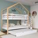 Litera cabaña infantil de madera maciza Litera cabaña infantil de madera maciza Natural/ Blanco