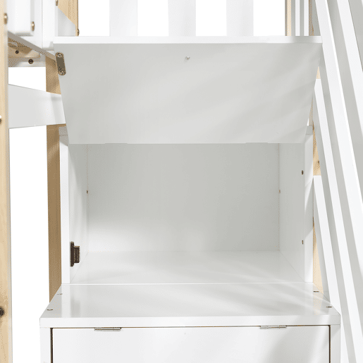 Beliche,cama-casa,cama gavetão de madeira maciça 90x200(90x190)cm,branco+natural
