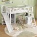 Cama alta infantil de madera de pino Cama alta infantil de madera de pino Blanco