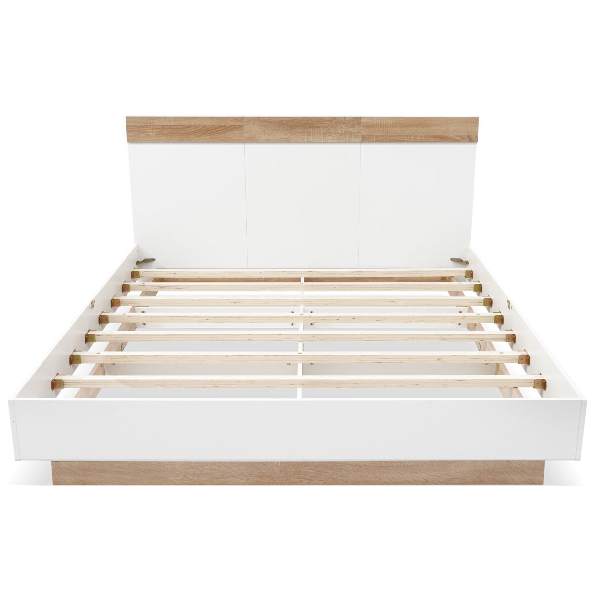 Cama para adultos 160x200cm - cama flotante con somier - estructura de madera - blanco