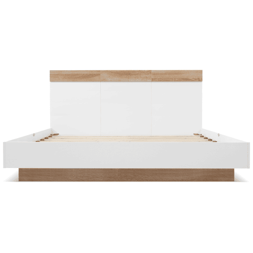 Cama para adultos 160x200cm - cama flutuante com estrado de ripas - estrutura de madeira - branco
