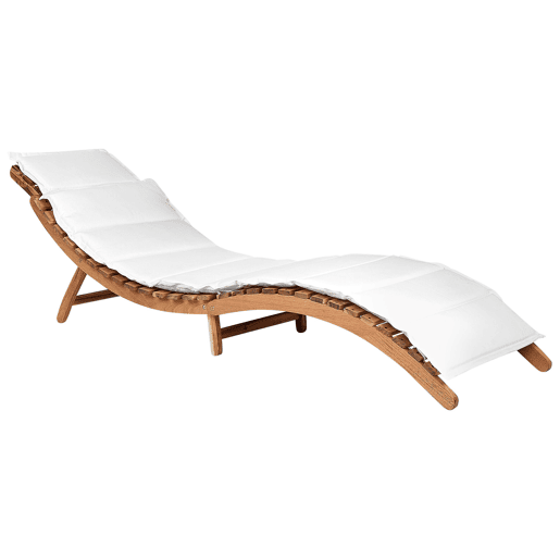 Espreguiçadeira com almofada LUINO Madeira de acácia Branco creme