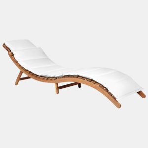 Espreguiçadeira com almofada LUINO Madeira de acácia Branco creme