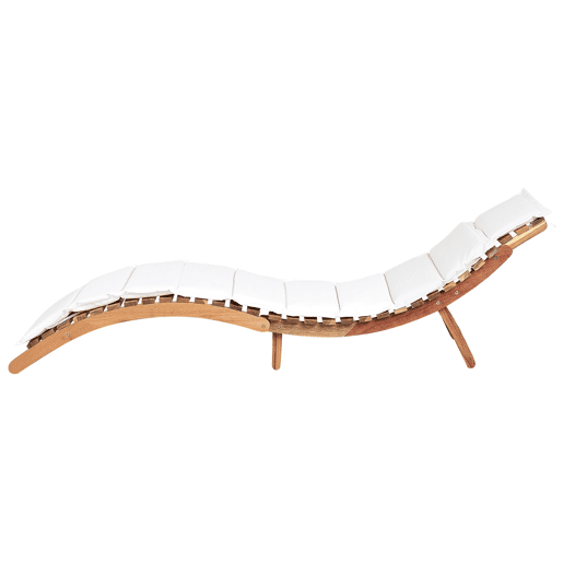 Espreguiçadeira com almofada LUINO Madeira de acácia Branco creme