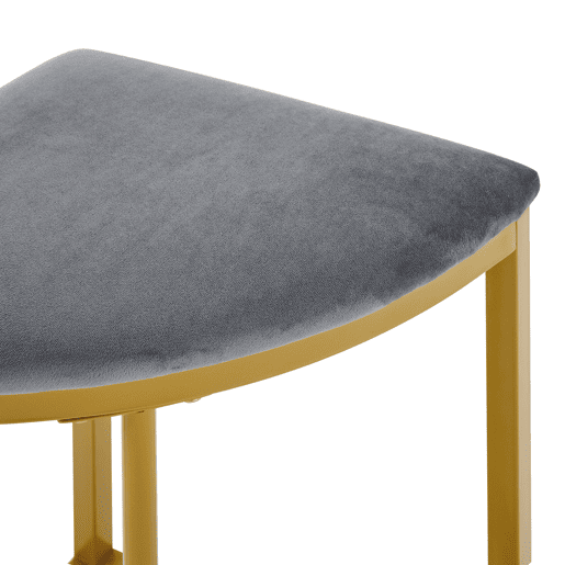 Mesa de jantar e 4 cadeiras - tampo em MDF, estrutura em ferro dourado e almofadas em veludo cinzento - Branco e dourado