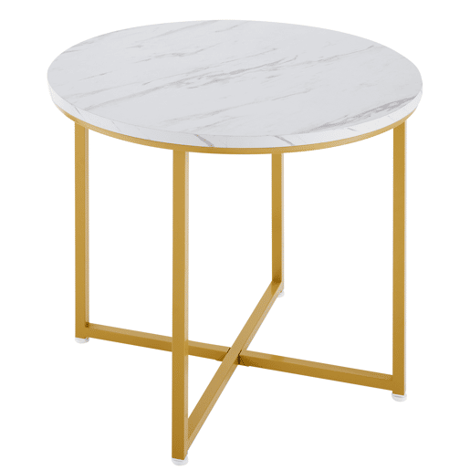 Mesa de jantar e 4 cadeiras - tampo em MDF, estrutura em ferro dourado e almofadas em veludo cinzento - Branco e dourado