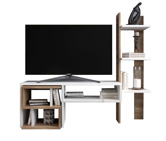 Mueble de salón moderno mom color roble ansberg y blanco semimate 187 cm