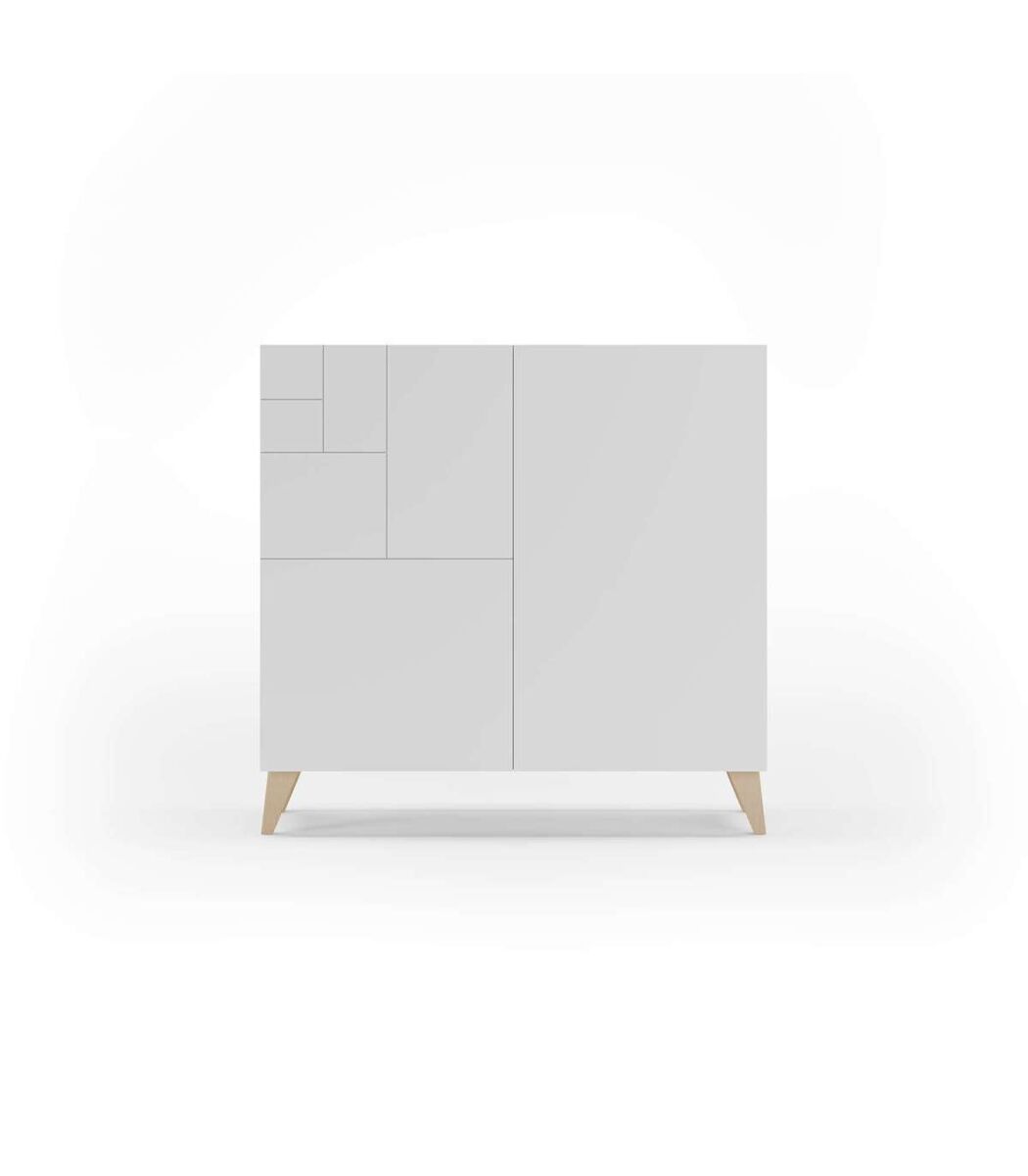 Recibidor zapatero modelo 512 acabado roble/blanco, 90x90x27 (alto x ancho x fondo)