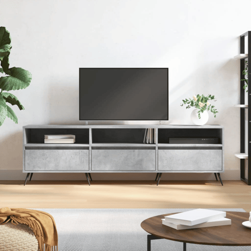 Móvel de TV - Modulo de TV - Armário de TV 150x30x44,5 cm derivados de madeira cinza cimento