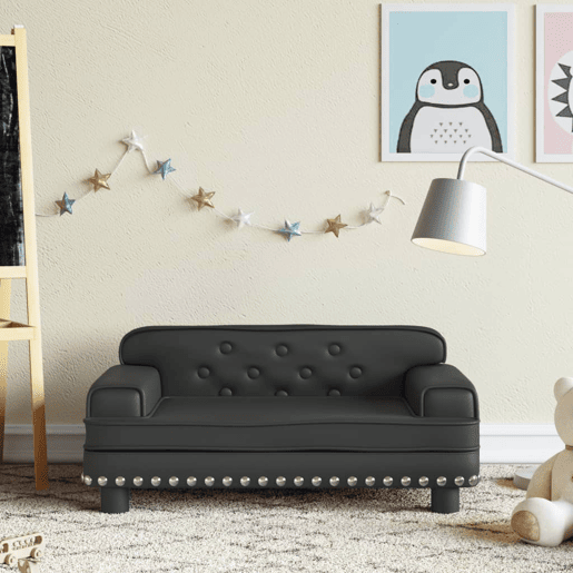 Sofá infantil - Sofá para crianças 70x45x30 cm couro artificial preto Sofá infantil - Sofá para crianças 70x45x30 cm couro artificial preto