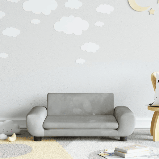 Sofá infantil - Sofá para crianças 70x45x33 cm veludo cinzento-claro Sofá infantil - Sofá para crianças 70x45x33 cm veludo cinzento-claro