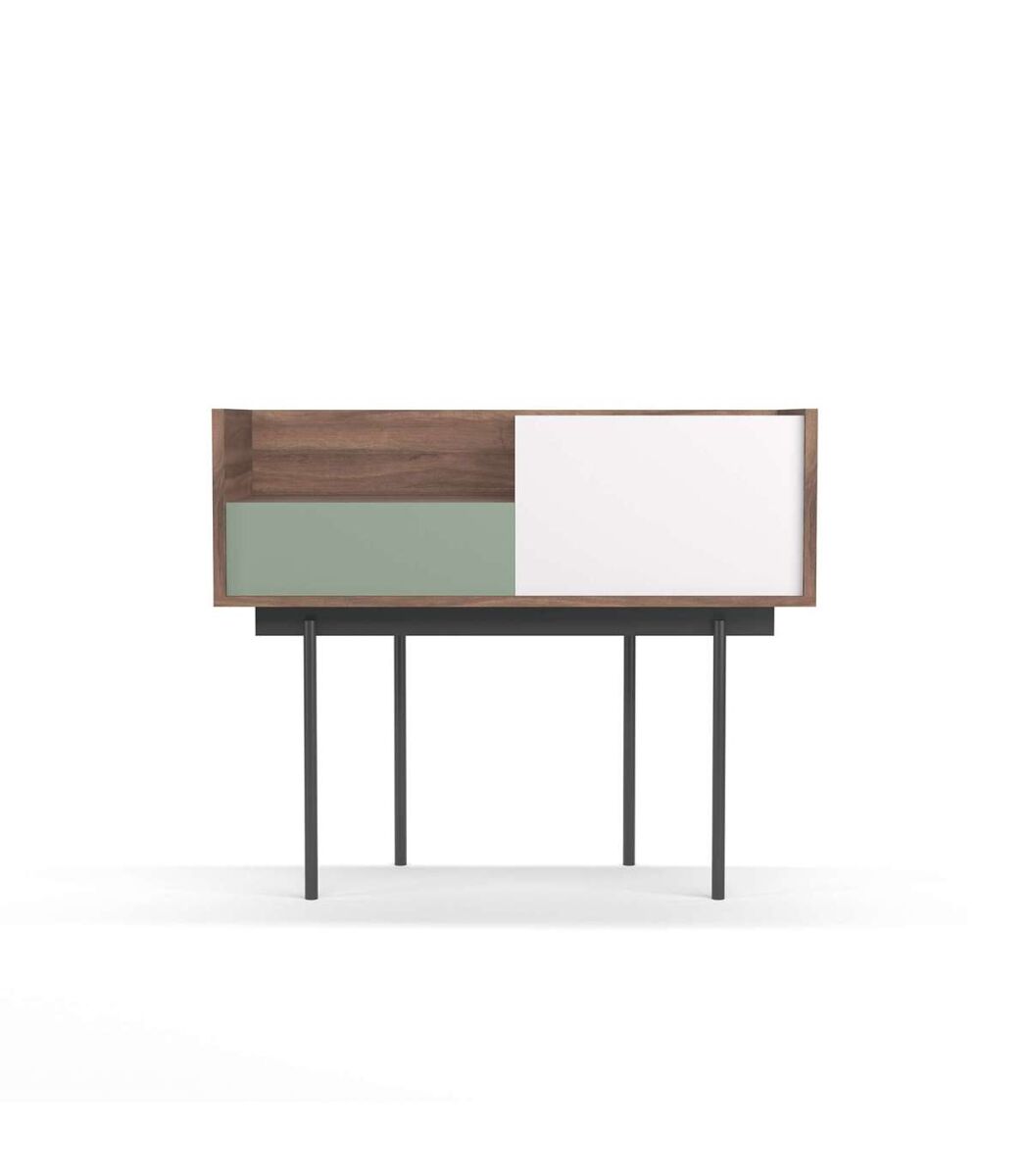 Recibidor modelo 671 en madera y patas metálicas 98 Blanco/ Verde