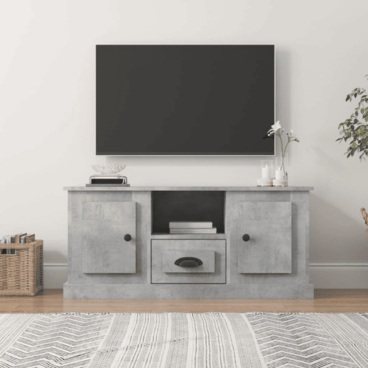 Móvel p TV, Armário de TV 100x35,5x45 madeira processada cinzento cimento