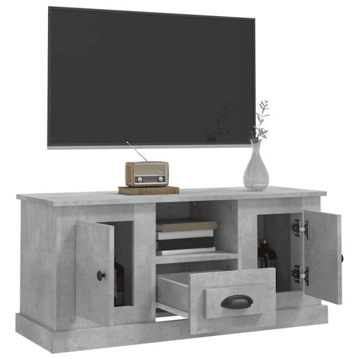 Móvel p TV, Armário de TV 100x35,5x45 madeira processada cinzento cimento