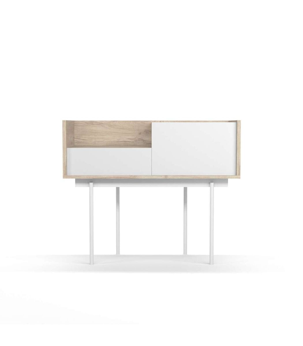 Recibidor modelo 671 en madera y patas metálicas 98 Blanco/ Madera