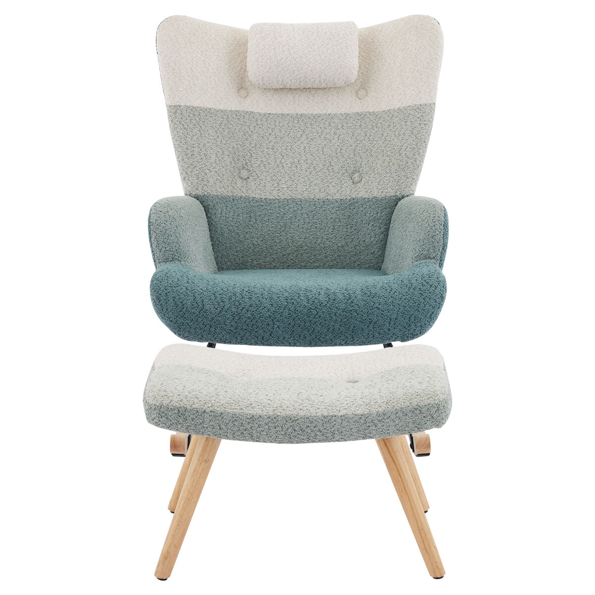 Mecedora、mecedora de tejido de rizo francés - con almohada y reposapiés - multicolor