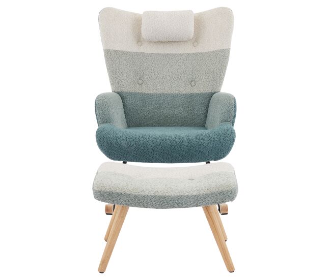 Mecedora、mecedora de tejido de rizo francés - con almohada y reposapiés - multicolor