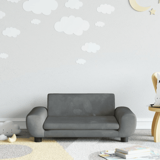 Sofá infantil - Sofá para crianças 70x45x33 cm veludo cinzento-escuro