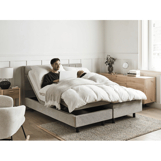 Cama ajustável Tecido DUKE 160 x 200 cm Cinzento claro