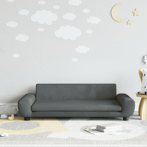 Sofá infantil - Sofá para crianças 100x54x33 cm veludo cinzento-escuro Sofá infantil - Sofá para crianças 100x54x33 cm veludo cinzento-escuro