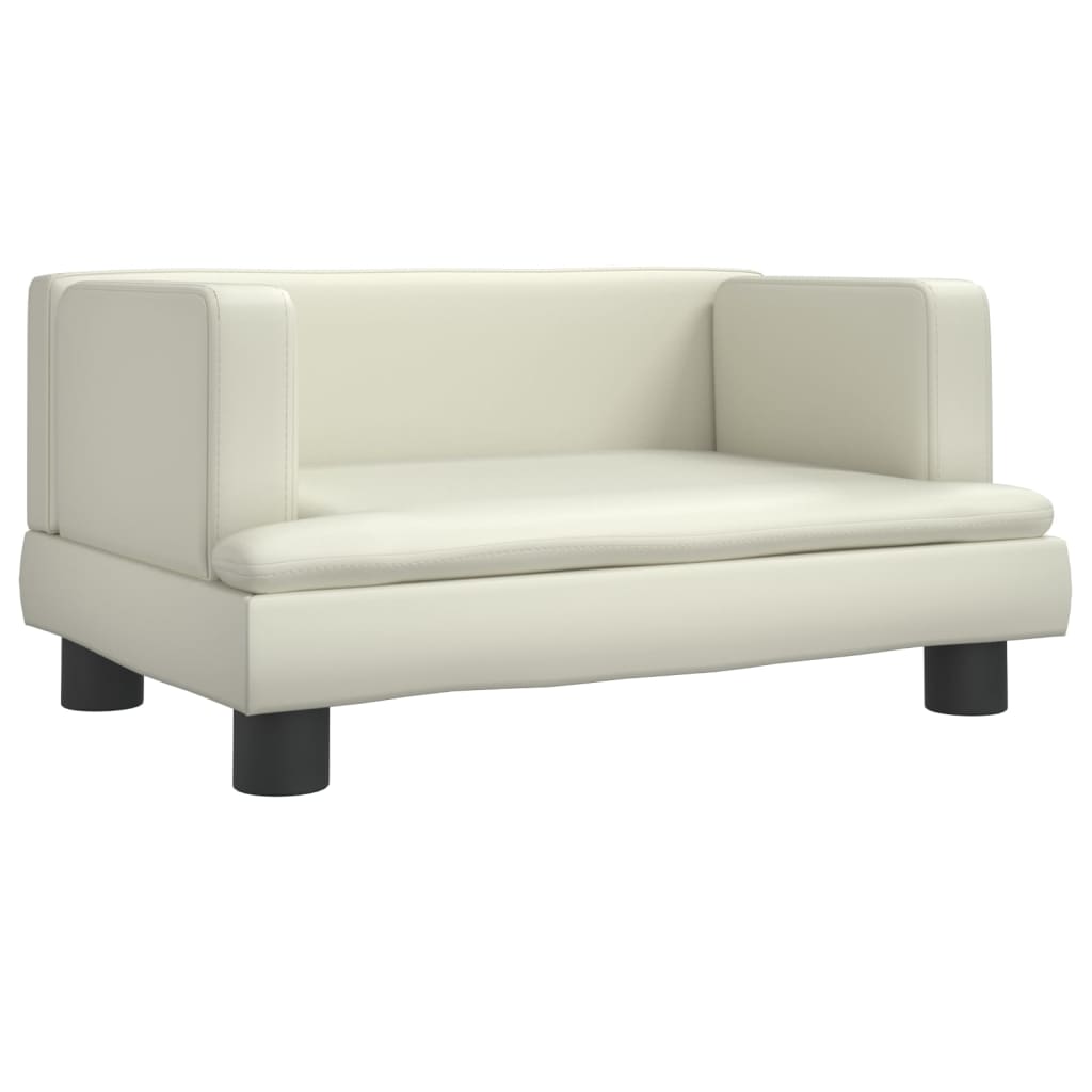 sofa infantil - sofa para ninos de cuero sintetico crema 60x40x30 cm