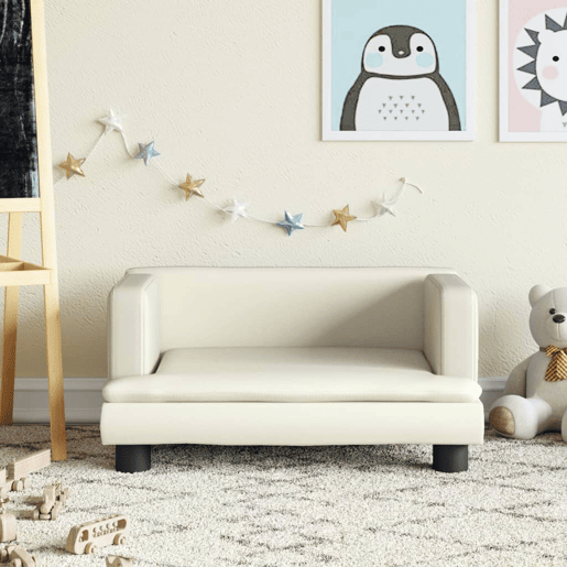 Sofá infantil - Sofá para crianças 60x40x30 cm couro artificial cor creme