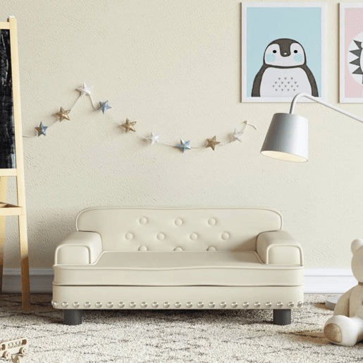 Sofá infantil - Sofá para crianças 70x45x30 cm couro artificial cor creme