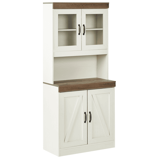 Armário com vitrine KALBARRI 80 cm CastanhoBranco