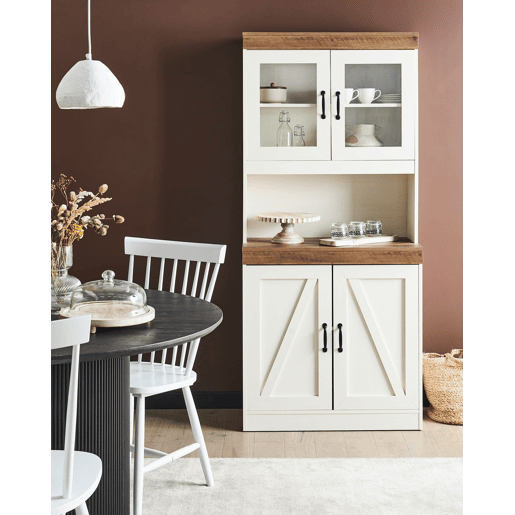 Armário com vitrine KALBARRI 80 cm CastanhoBranco
