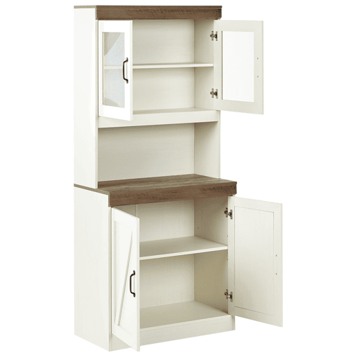 Armário com vitrine KALBARRI 80 cm CastanhoBranco
