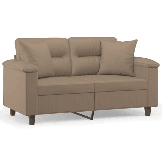 Sofá 2 lugares - Sofá fixo + almofadas 120 cm couro artificial cappuccino Sofá 2 lugares - Sofá fixo + almofadas 120 cm couro artificial cappuccino