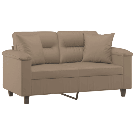Sofá 2 lugares - Sofá fixo + almofadas 120 cm couro artificial cappuccino Sofá 2 lugares - Sofá fixo + almofadas 120 cm couro artificial cappuccino