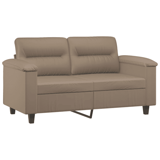 Sofá 2 lugares - Sofá fixo + almofadas 120 cm couro artificial cappuccino Sofá 2 lugares - Sofá fixo + almofadas 120 cm couro artificial cappuccino