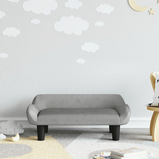 Sofá infantil - Sofá para crianças 70x40x24 cm veludo cinzento-claro