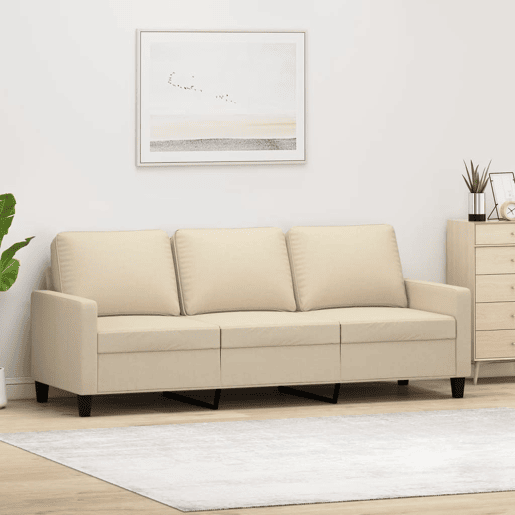 Sofá de 3 lugares - Sofá fixo tecido 180 cm cor creme