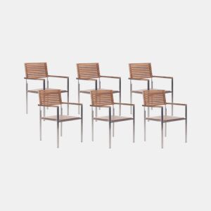 Conjunto de 6 cadeiras de jardim VIAREGGIO Madeira de teca com certificado FSC® Castanho