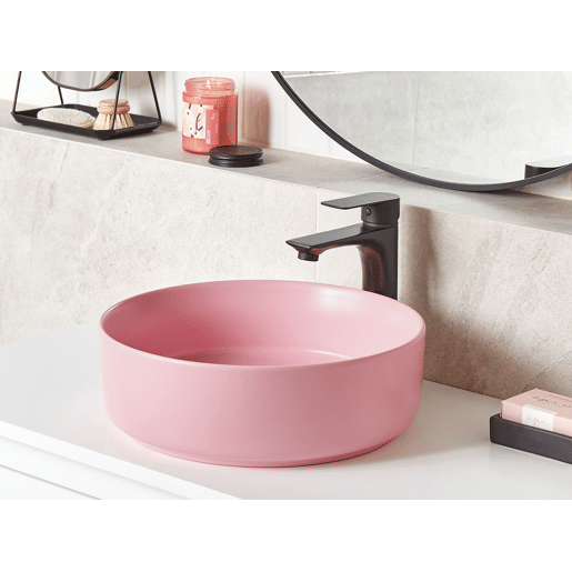 Lavatório de bancada em cerâmica rosa ? 37 cm GUDAR