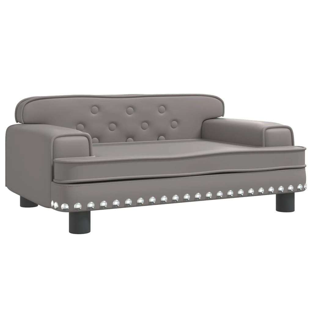 Sofá infantil - sofá para niños de cuero sintético gris 70x45x30 cm