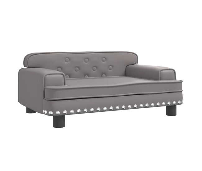 Sofá infantil - sofá para niños de cuero sintético gris 70x45x30 cm