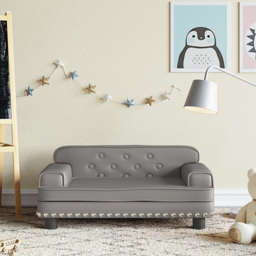 Sofá infantil - Sofá para crianças 70x45x30 cm couro artificial cinzento