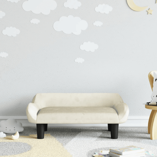 Sofá infantil - Sofá para crianças 70x40x24 cm veludo cor creme