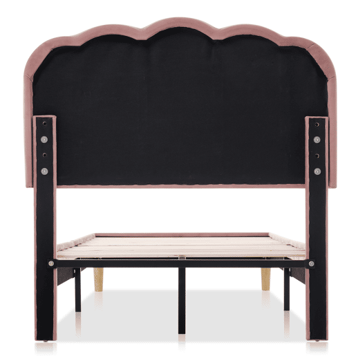 Cama estofada em veludo 90x200cm - com LED e estrado - Rosa Cama estofada em veludo 90x200cm - com LED e estrado - Rosa