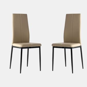 Pacote com 2 cadeiras Brea Cappuccino em couro sintético, estilo confortável e moderno, cadeiras para sala de jantar, 98x42x47 cm