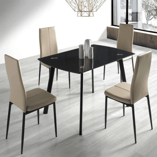 Pacote com 2 cadeiras Brea Cappuccino em couro sintético, estilo confortável e moderno, cadeiras para sala de jantar, 98x42x47 cm