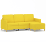 Sofá de 3 lugares - Sofá fixo com apoio de pés 180 cm tecido amarelo-claro