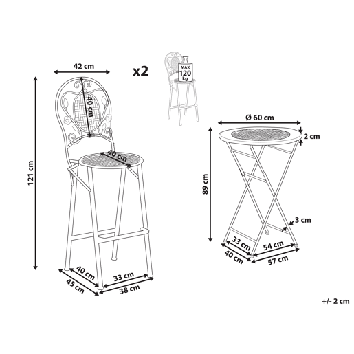 Beliani Conjunto bistrĂ´ BIVIO Beliani Conjunto bistrĂ´ BIVIO