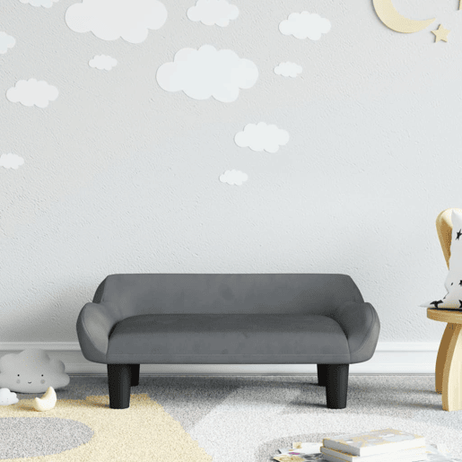 Sofá infantil - Sofá para crianças 70x40x24 cm veludo cinzento-escuro